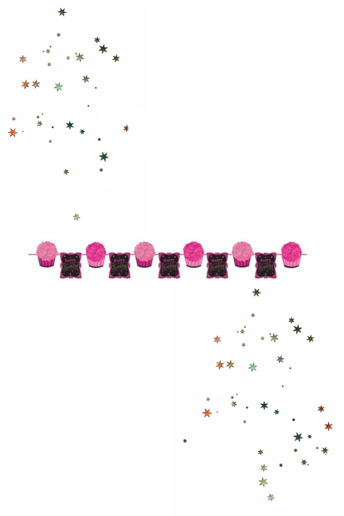 Kikajoy Ponponlu Cupcake Sıralı Zincir Süs 10'lu 365cmPartistST2072