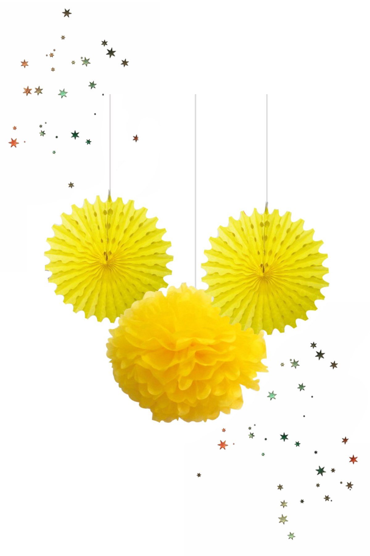 Kikajoy Ponpon Yelpaze Süs Seti Sarı 3'lüPartistST2009