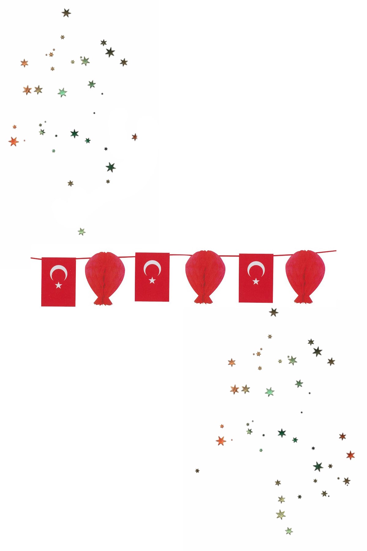 Kikajoy Sıralı Petek Süs Türk Bayraklı 400cmPartistST2074