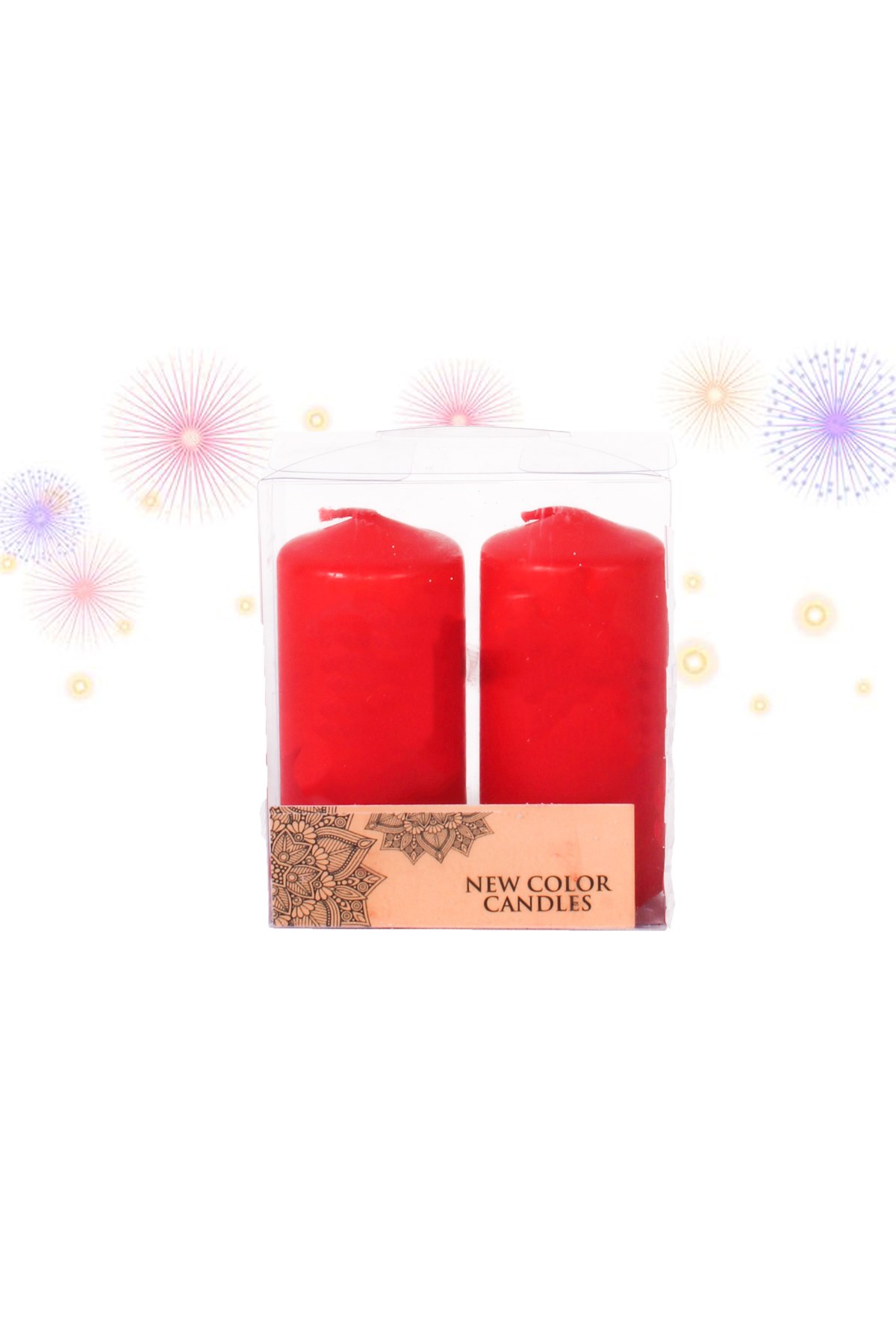 Kırmızı Sütun Mum 7cm 2'liPartistST3070