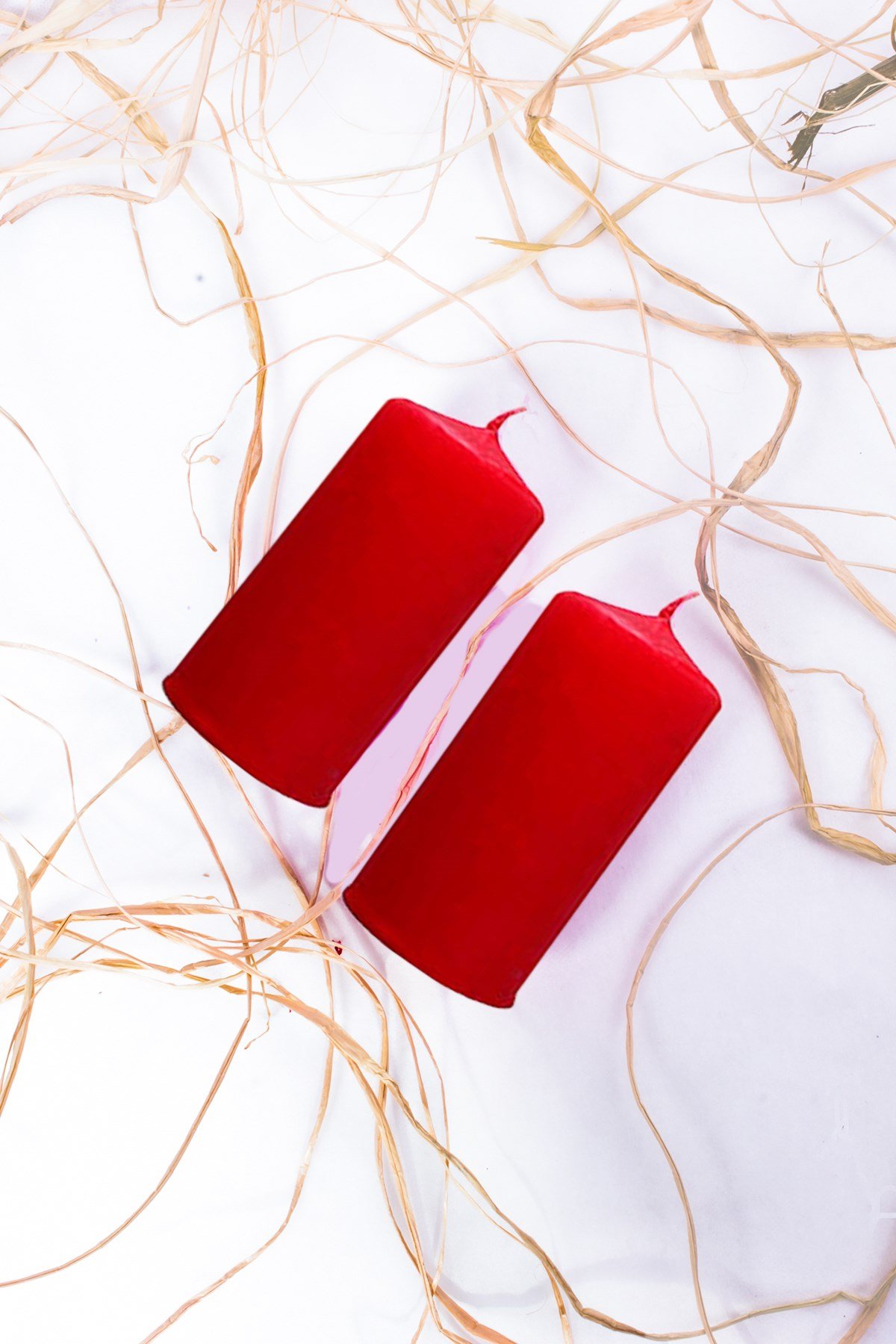 Kırmızı Sütun Mum 7cm 2'liPartistST3070