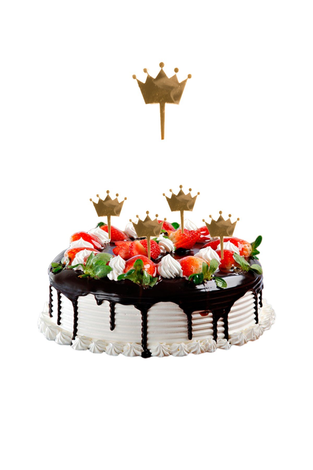 Kral Taç Pasta Üstü Pleksi Kürdan Gold 3*5cm 8'liPartistST2422