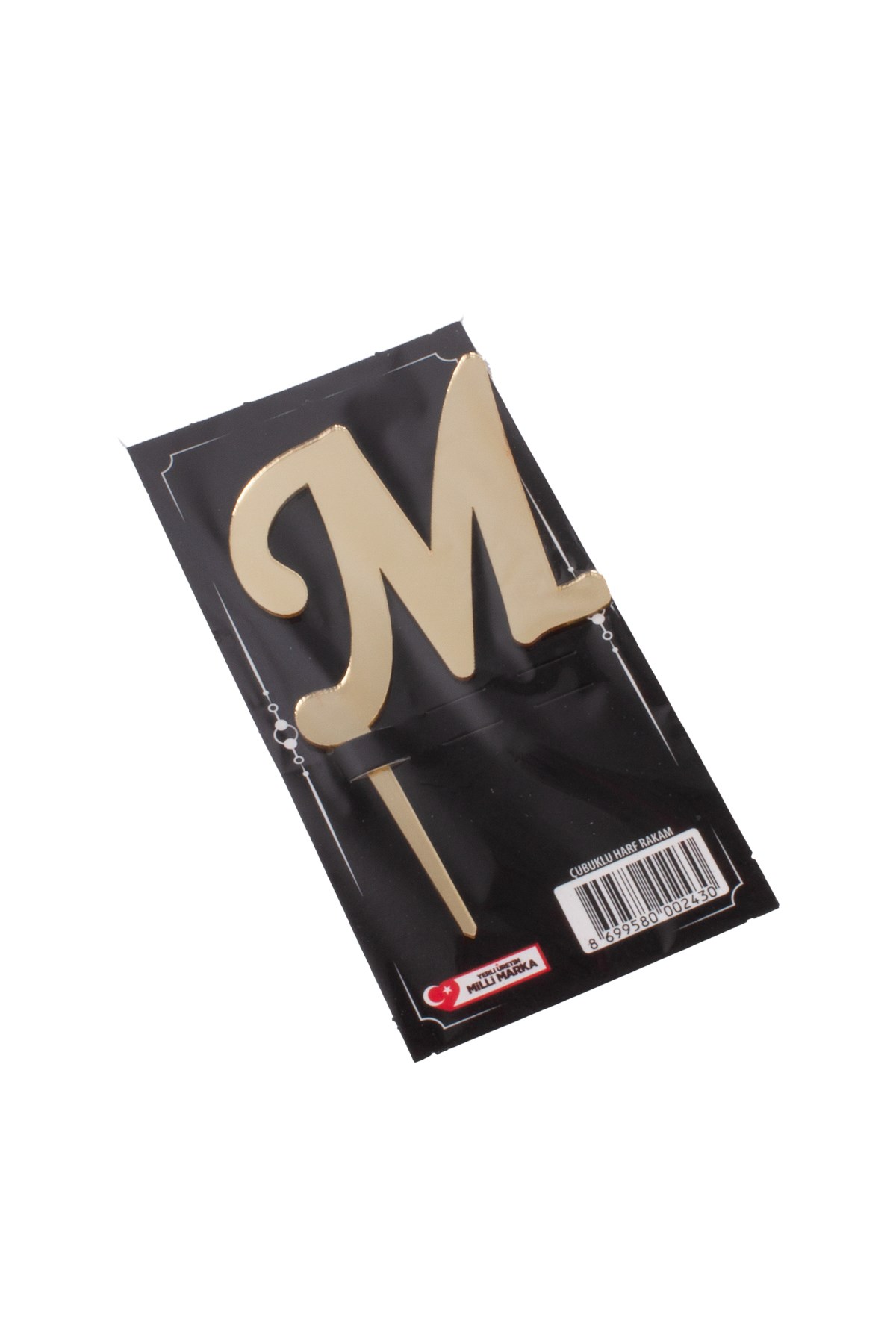 M Harf Pasta Üstü Pleksi Yazı Gold 12cmPartistST2337