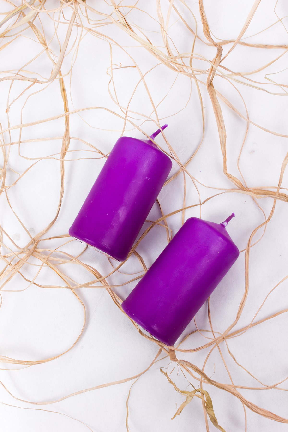 Mor Sütun Mum 7cm 2'liPartistST3075