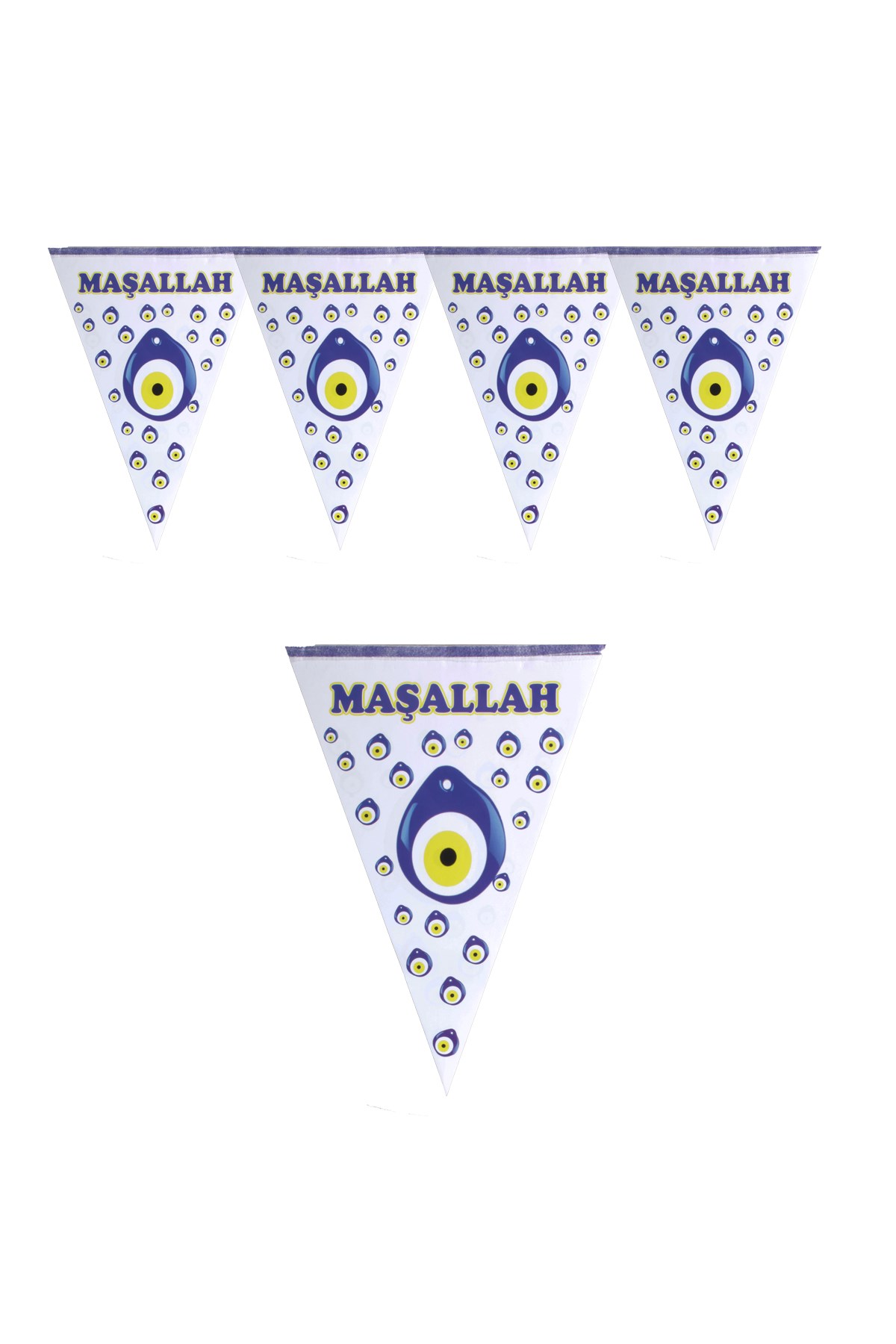 Nazar Boncuklu Maşallah Üçgen Flama 200cmPartistST1861
