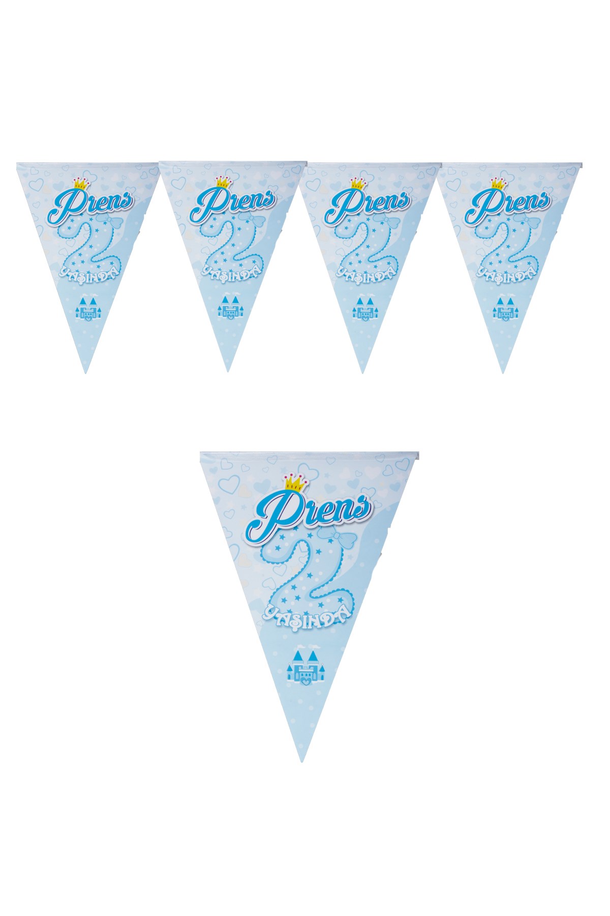 Prens 2 Yaşında Mavi Üçgen Flama 200cmPartistST1868