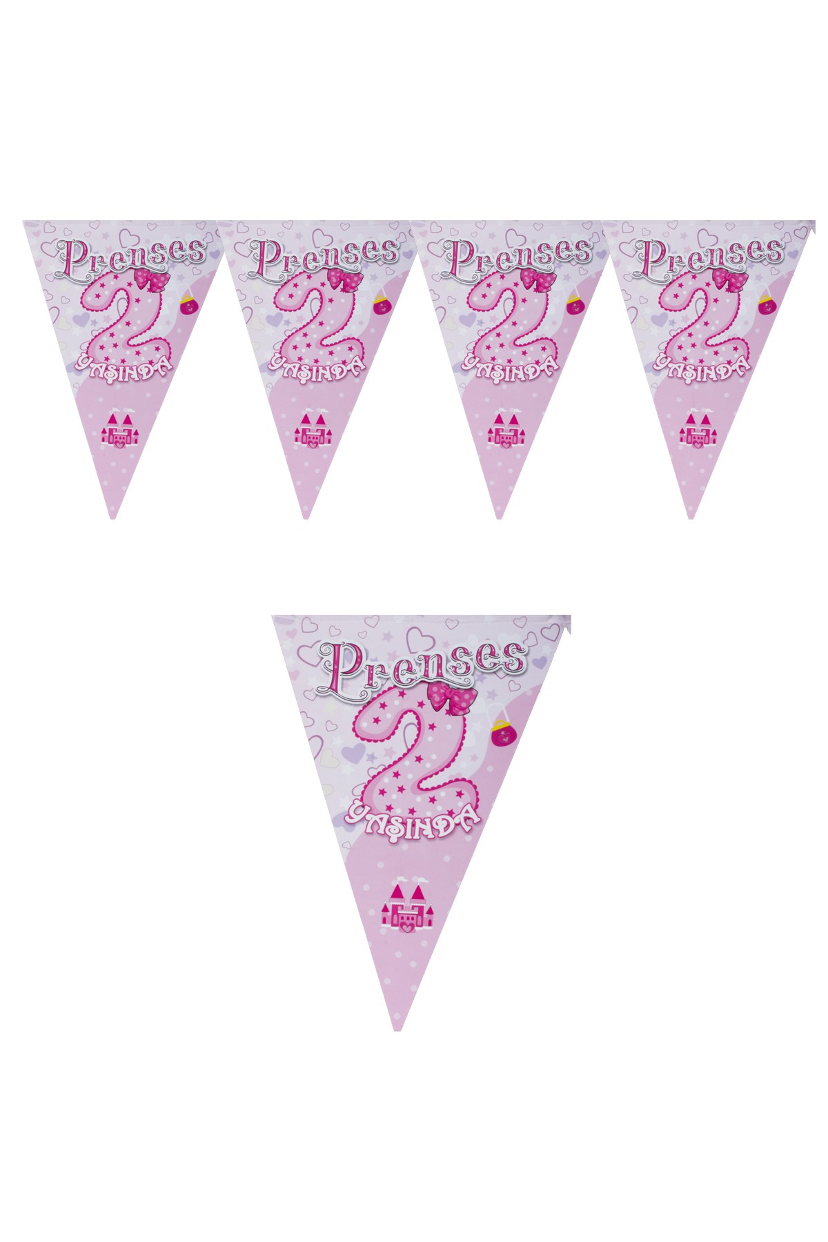 Prenses 2 Yaşında Pembe Üçgen Flama 200cmPartistST1867