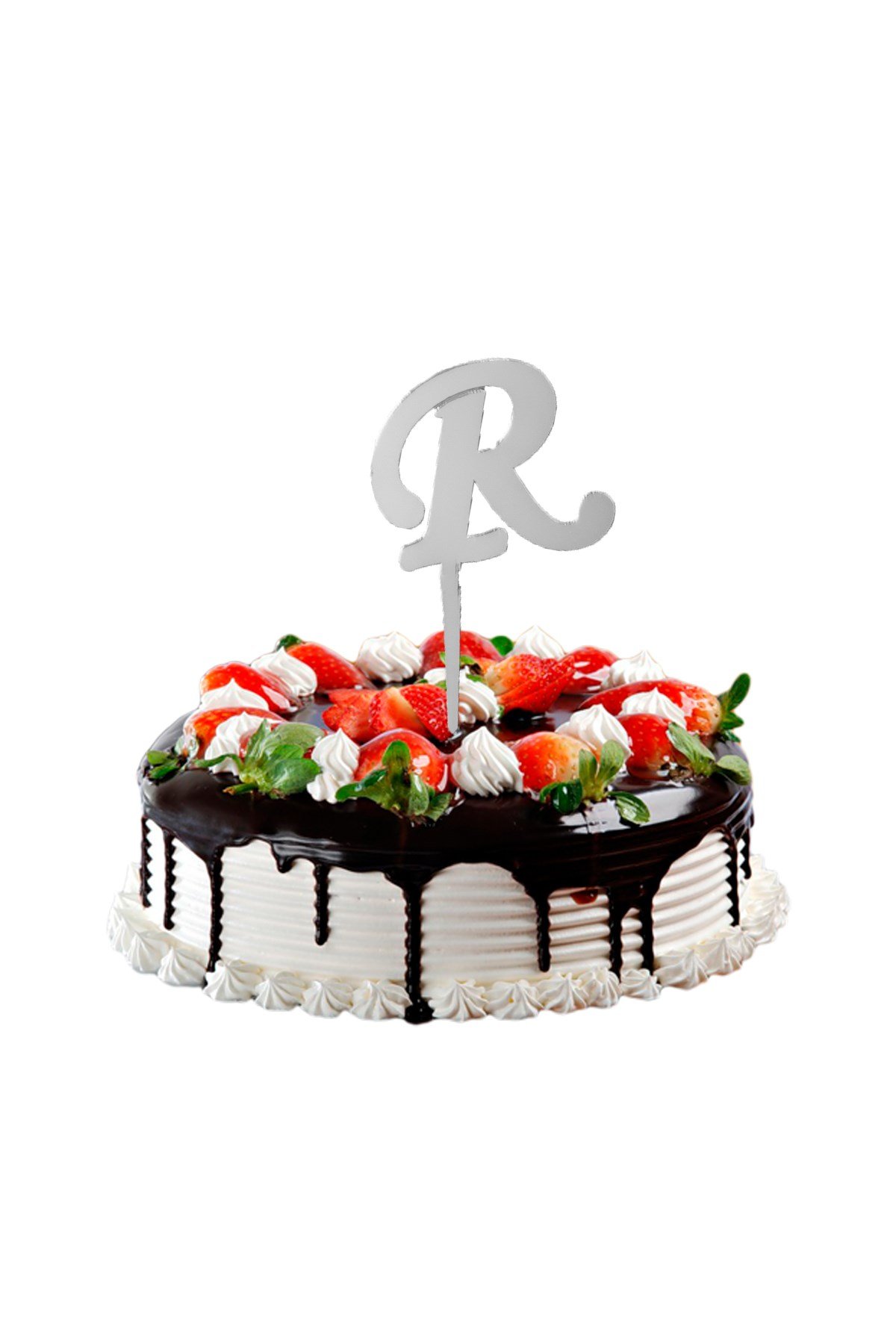 R Harf Pasta Üstü Pleksi Yazı Gümüş 12cmPartistST2348