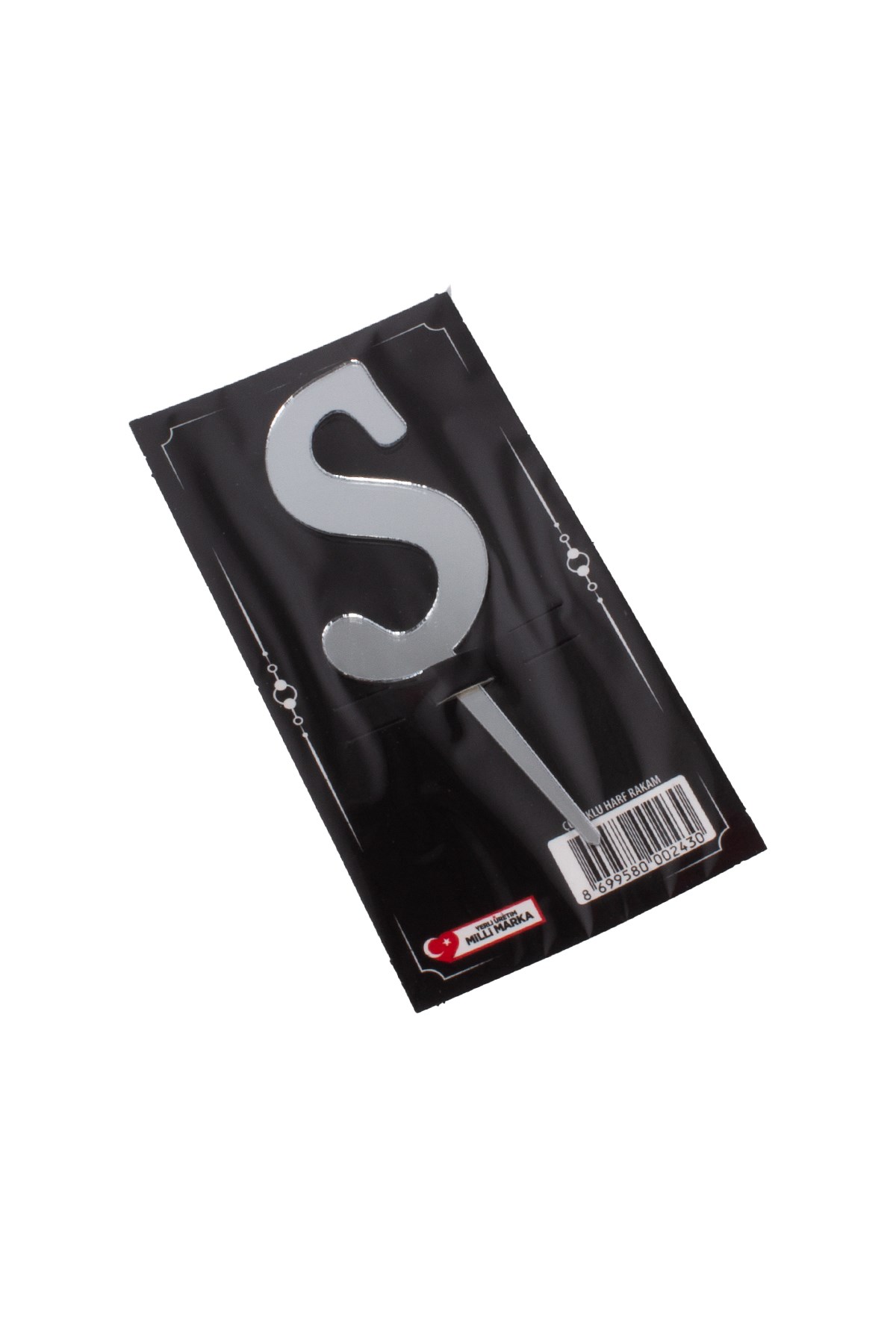 S Harf Pasta Üstü Pleksi Yazı Gümüş 12cmPartistST2350