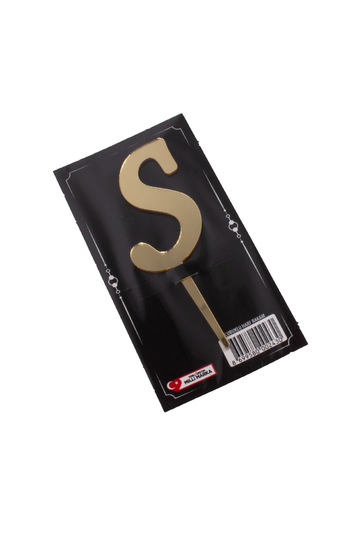 S Harf Pasta Üstü Pleksi Yazı Gold 12cmPartistST2349