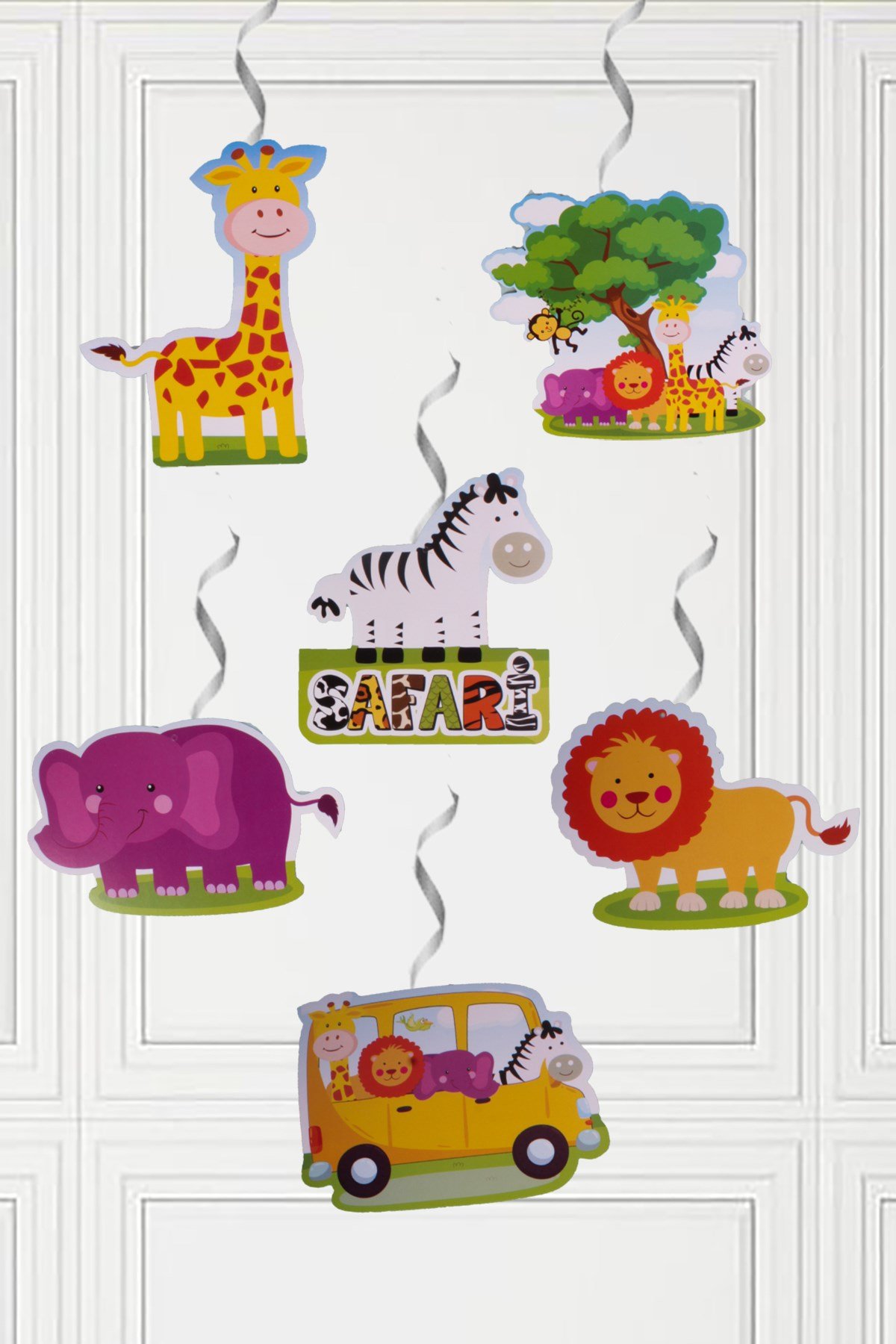 Safari Sevimli Hayvanlar Temalı Sarkıt Tavan Süsü 6'lıPartistST2098
