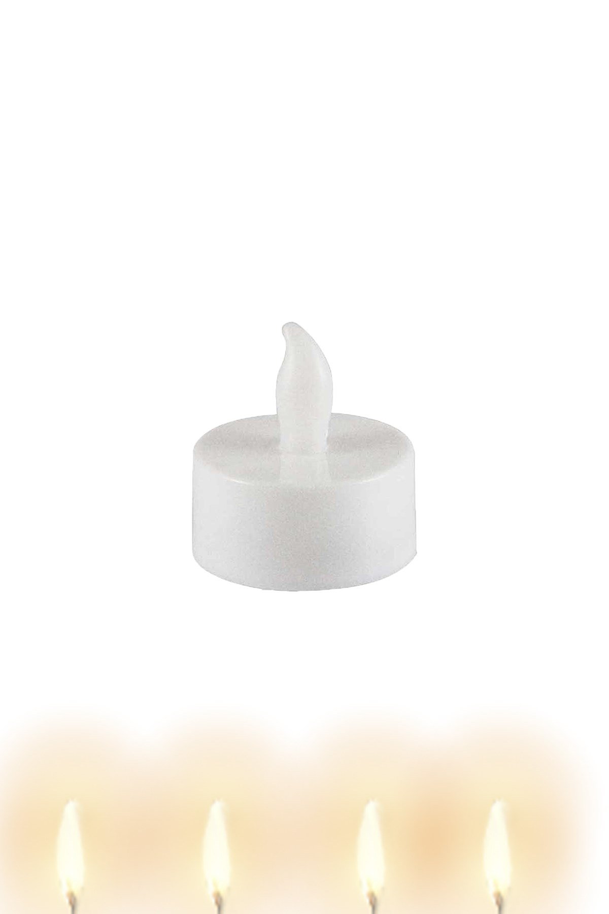 Sarı Ledli Beyaz Yuvarlak Mum Pilli 5'liPartistST3107