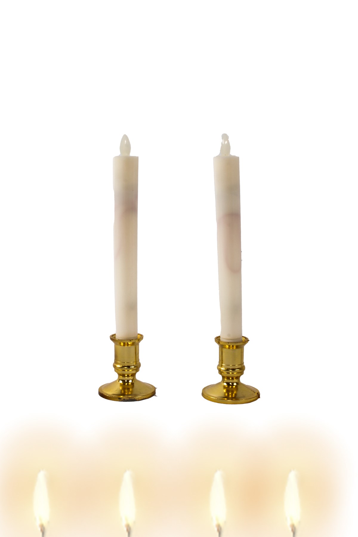 Sarı Ledli Beyaz Şamdan Mum 2,2*21,2cm 2'liPartistST3114