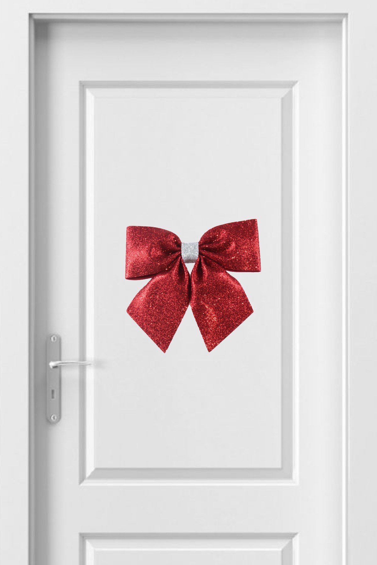 Simli Eva Büyük Fiyonk Kırmızı Gümüş 25*25cmPartistST2915