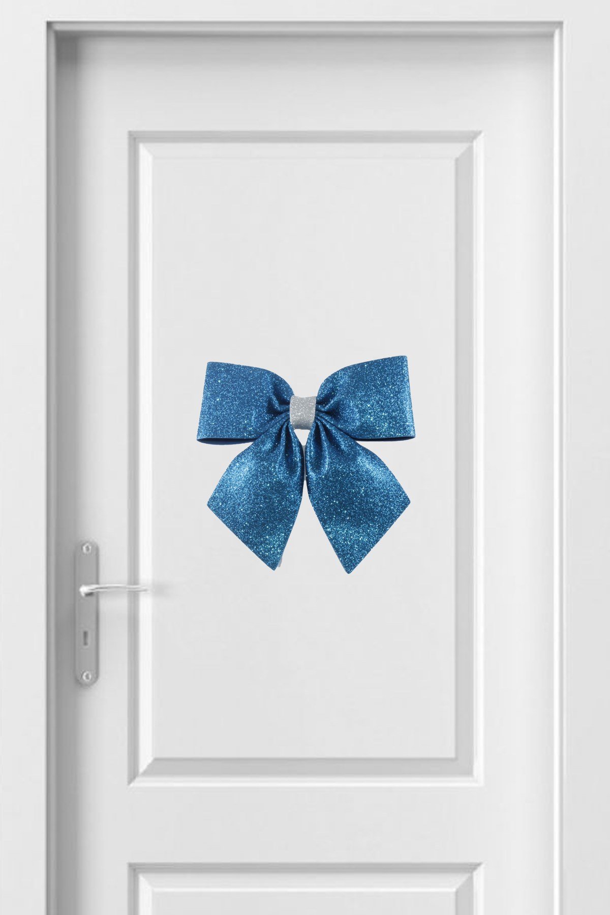 Simli Eva Büyük Fiyonk Mavi Gümüş 25*25cmPartistST2918