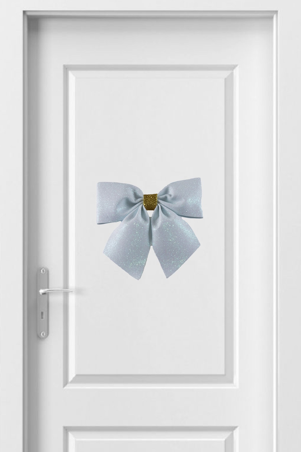 Simli Eva Büyük Fiyonk Beyaz Gold 25*25cmPartistST2916