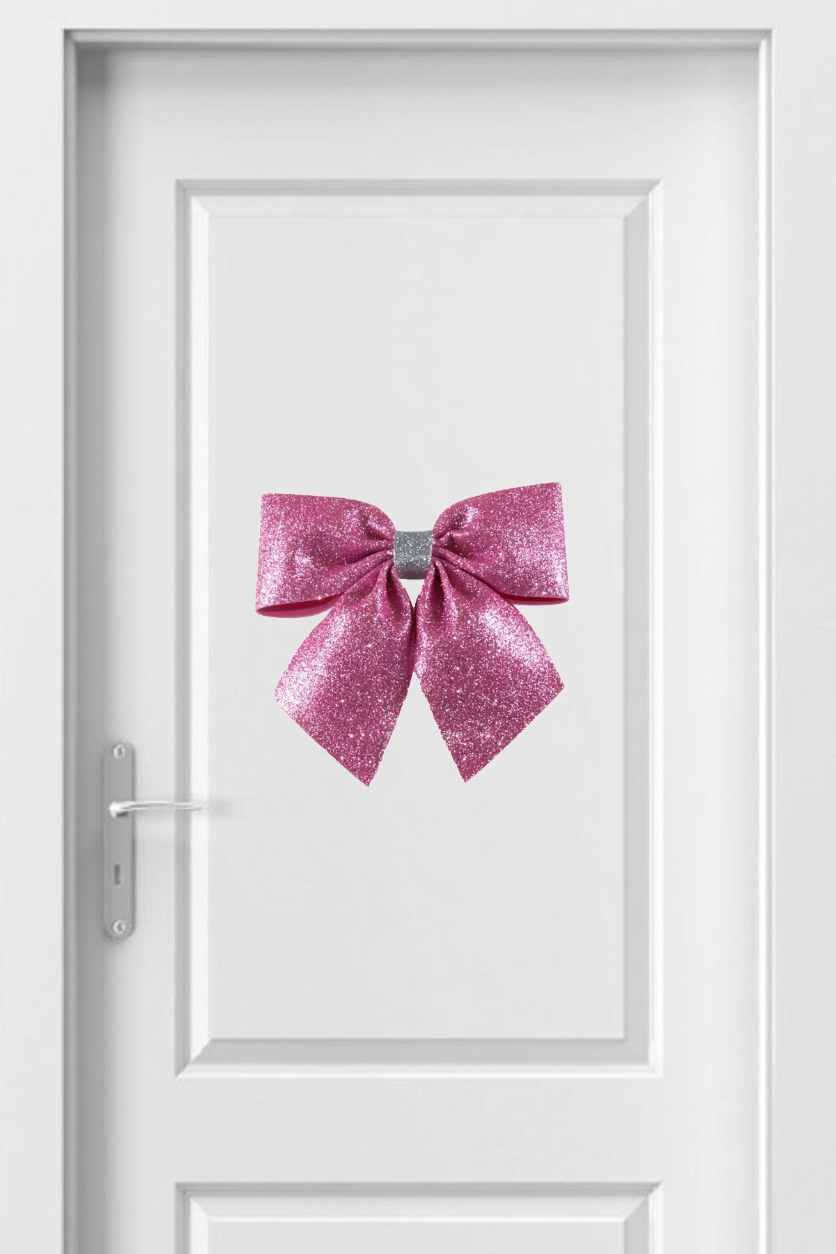 Simli Eva Büyük Fiyonk Pembe Gümüş 25*25cmPartistST2917