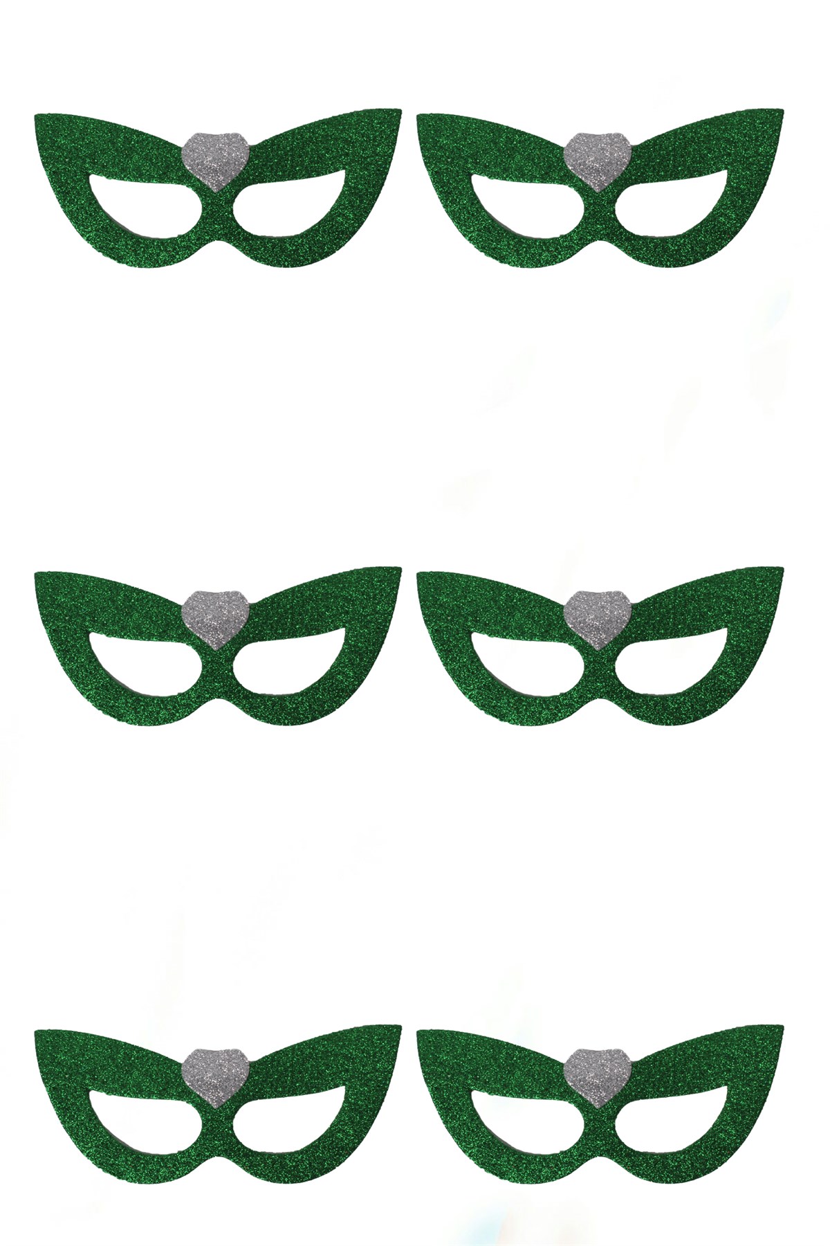 Simli Eva Kalpli Gözlük Yeşil Gümüş 6 AdetPartistST2850