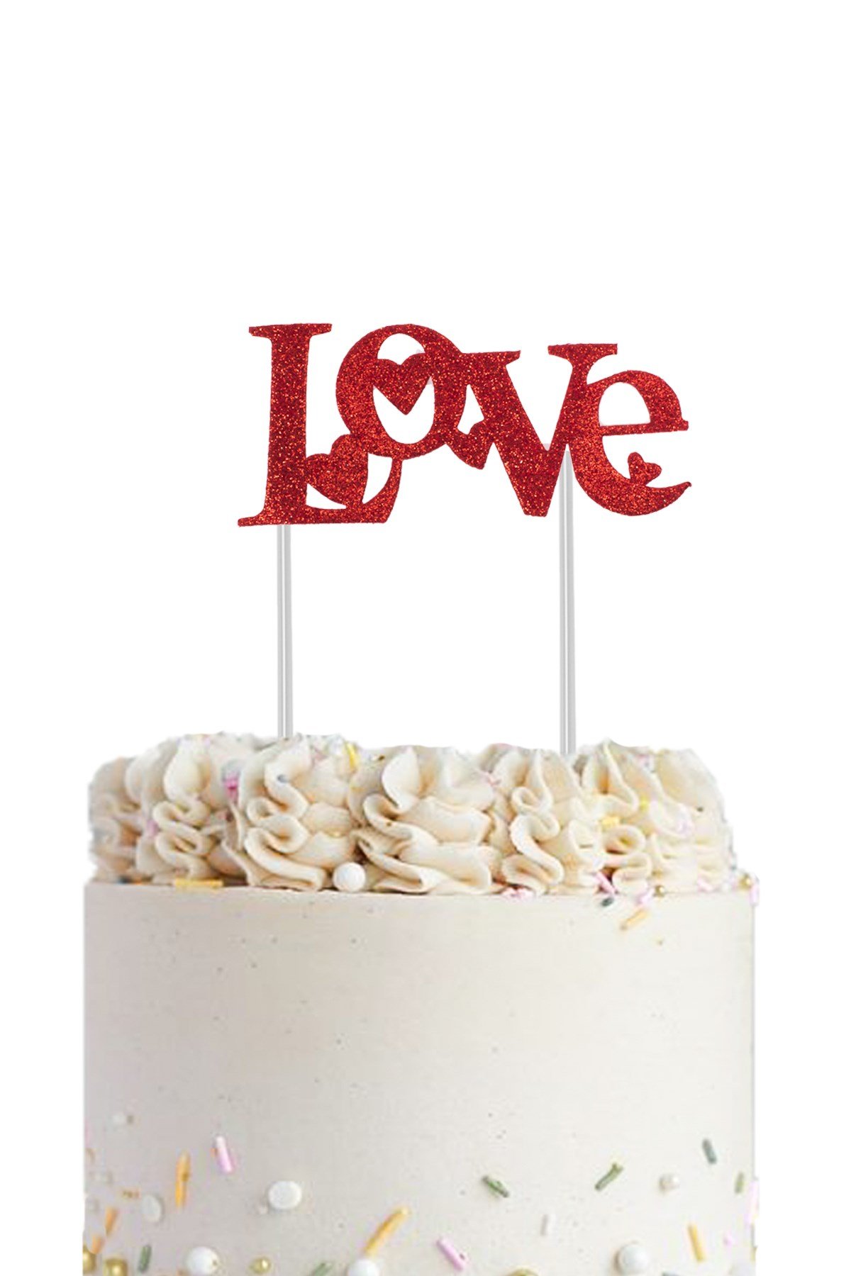 Simli Eva Pasta Üstü Yazı Love KırmızıPartistST2821