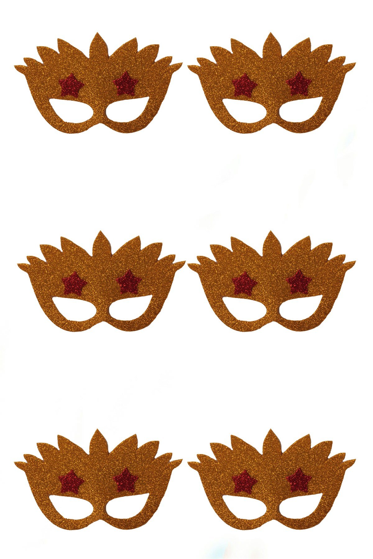 Simli Eva Yaprak Yıldızlı Gözlük Gold Kırmızı 6 AdetPartistST2861