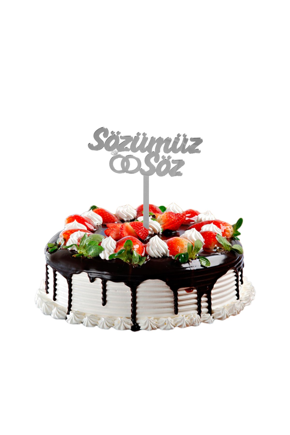 Sözümüz Söz Pasta Üstü Pleksi Yazı Gümüş 14cmPartistST2389