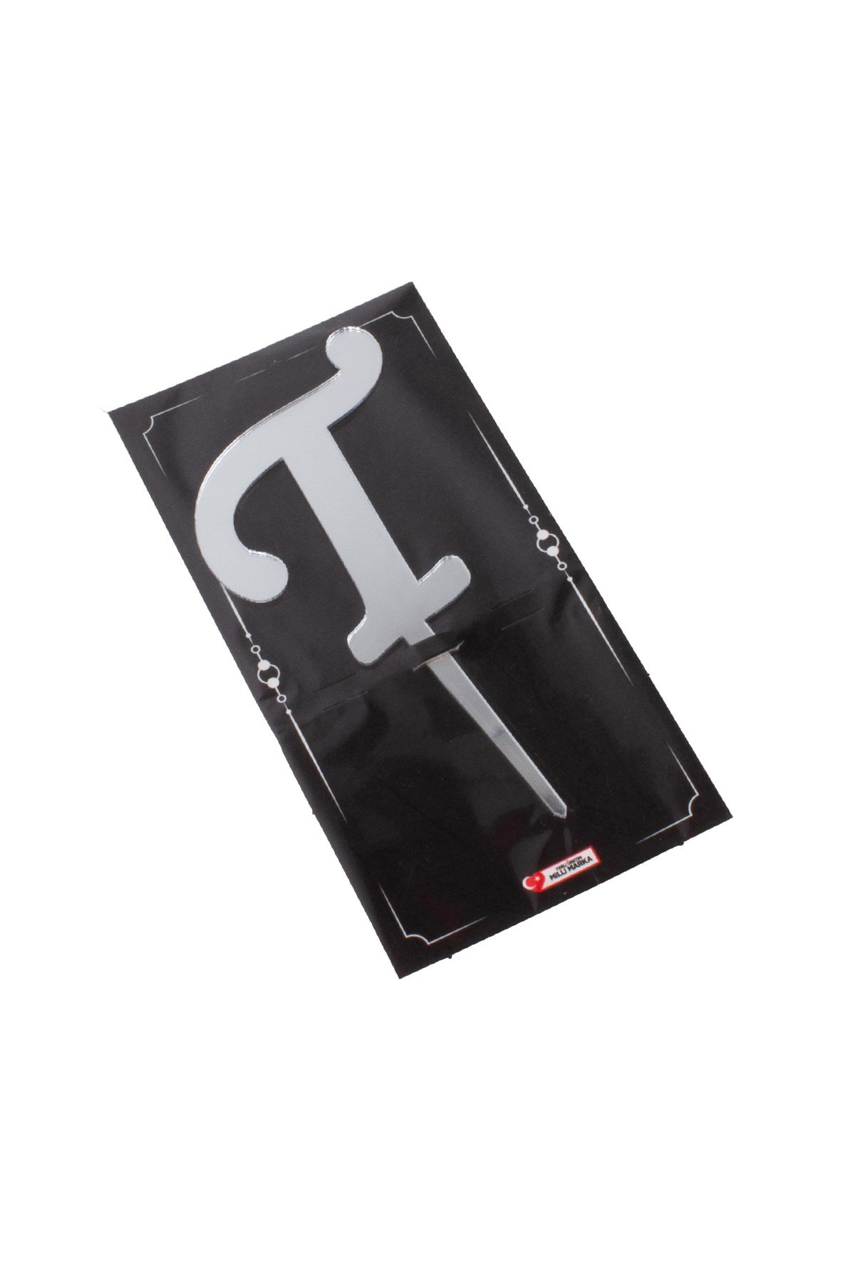 T Harf Pasta Üstü Pleksi Yazı Gümüş 12cmPartistST2354