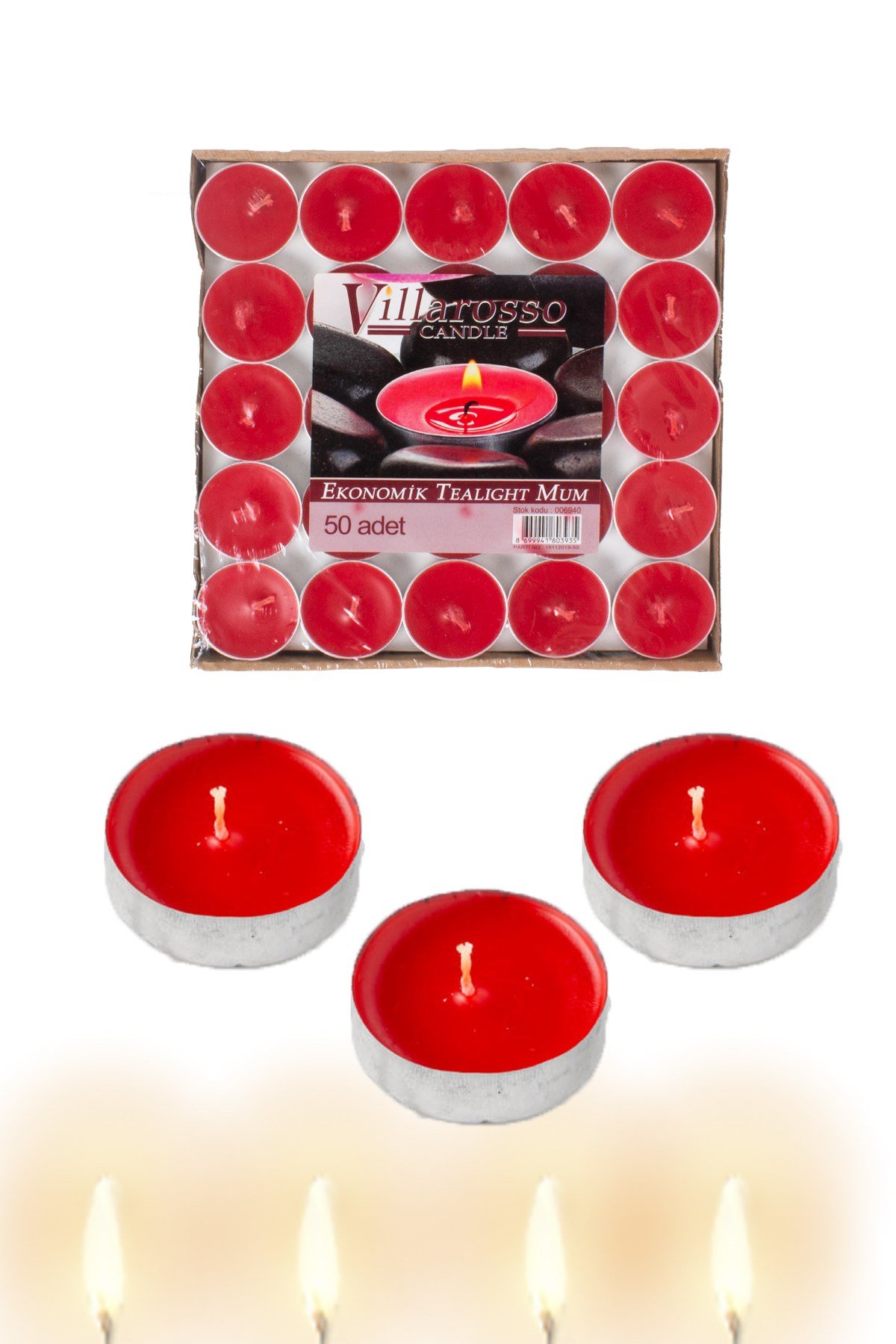 Tea Light Mum Kırmızı Yuvarlak Mum 15'liPartistST3047