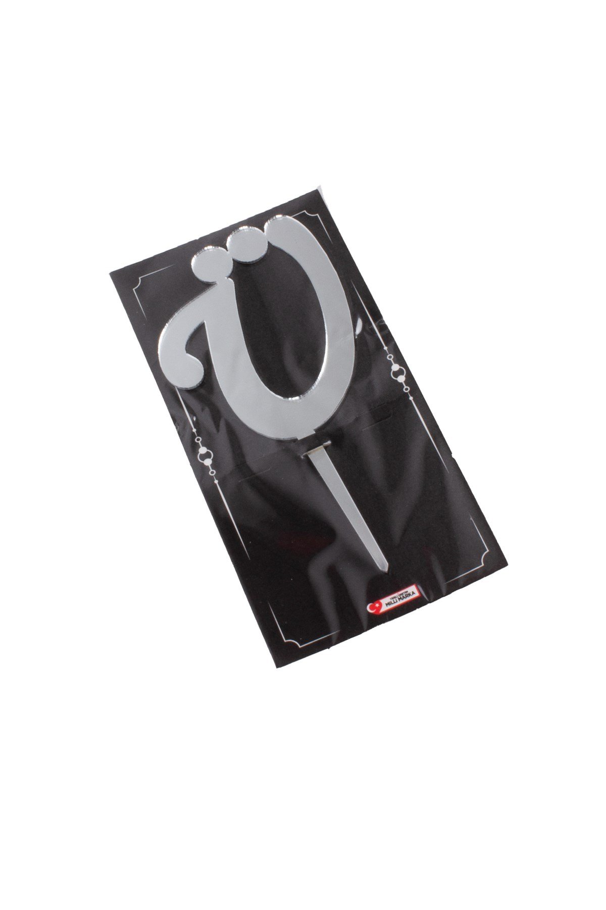 Ü Harf Pasta Üstü Pleksi Yazı Gümüş 12cmPartistST2358