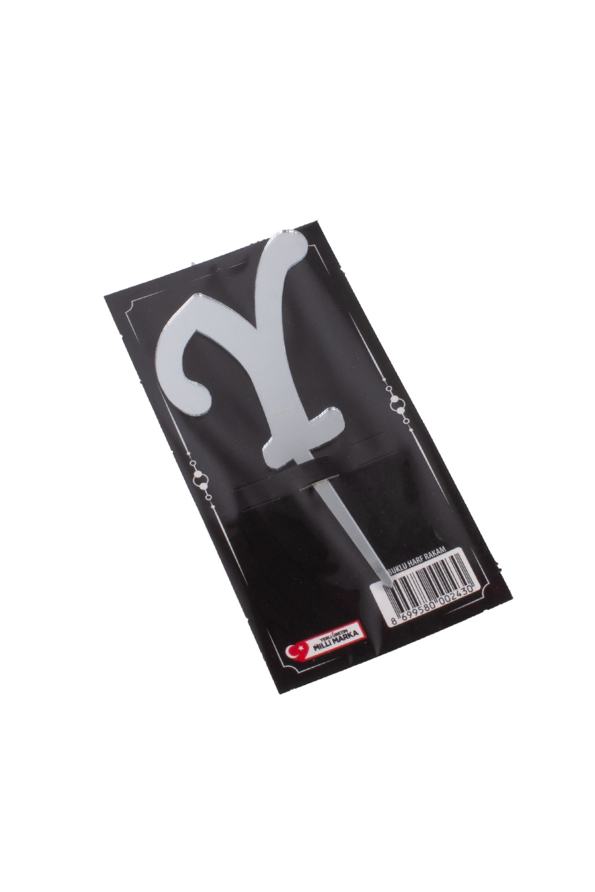 Y Harf Pasta Üstü Pleksi Yazı Gümüş 12cmPartistST2362