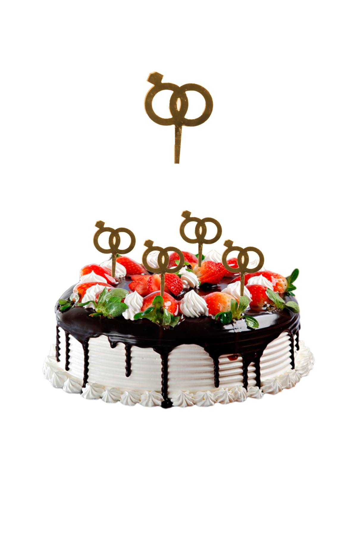 Yüzük İkili Pasta Üstü Pleksi Kürdan Gold 3*5cm 8'liPartistST2426