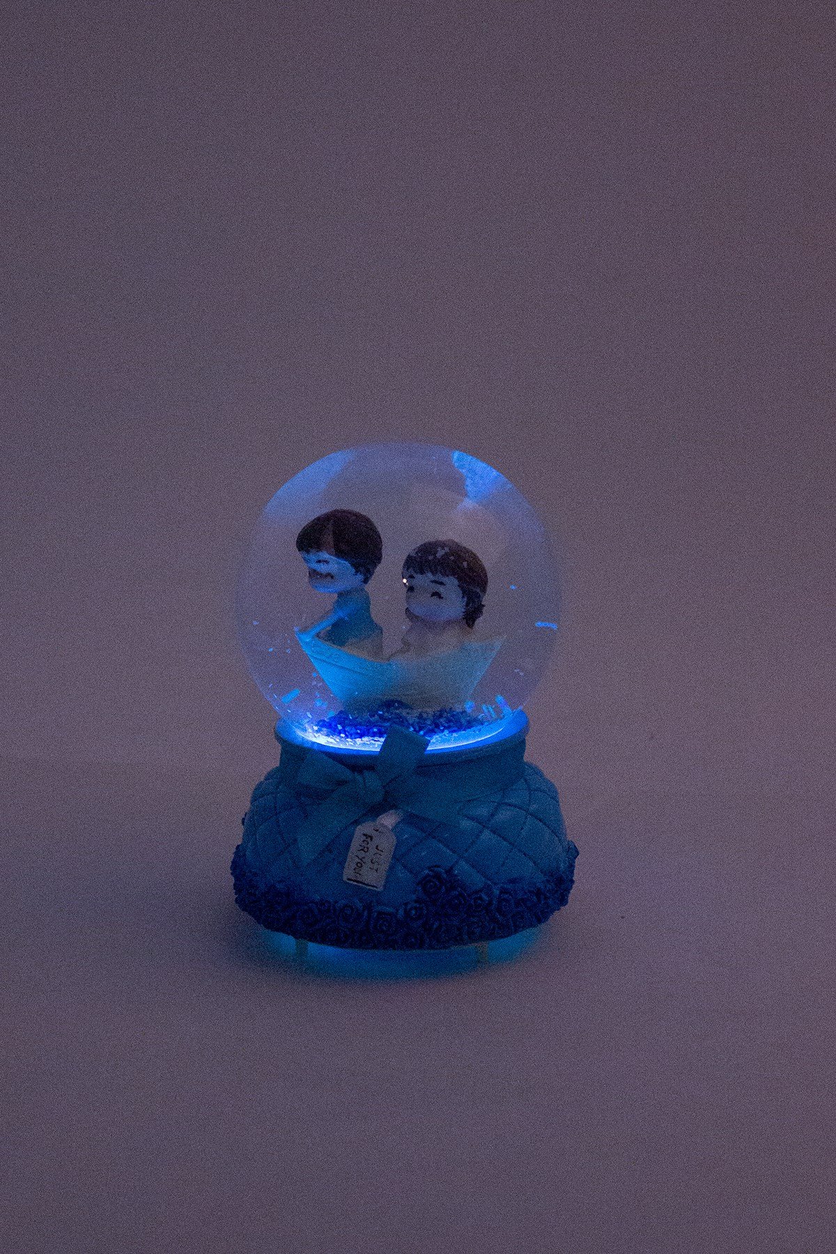Kız Erkek Temalı Mavi Orta Boy Kar Küresi Pilli MüzikliPartistST3665