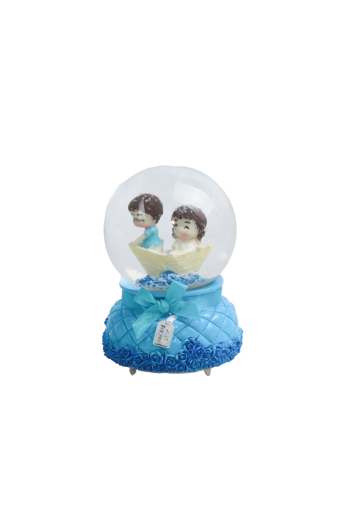 Kız Erkek Temalı Mavi Orta Boy Kar Küresi Pilli MüzikliPartistST3665