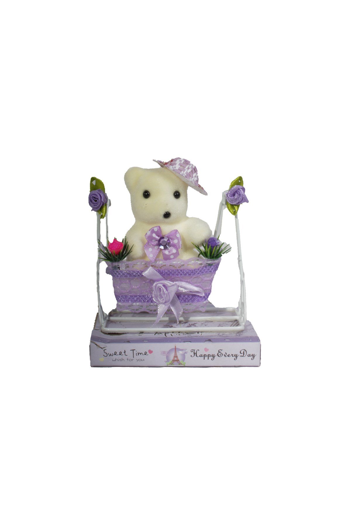 Salıncaklı Ayıcık Dekoratif Eşya MorPartistST3627