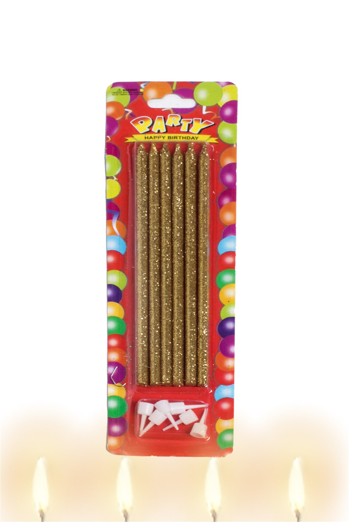 Gold Simli Pasta Mumu 14cm 6'lıPartistST3007