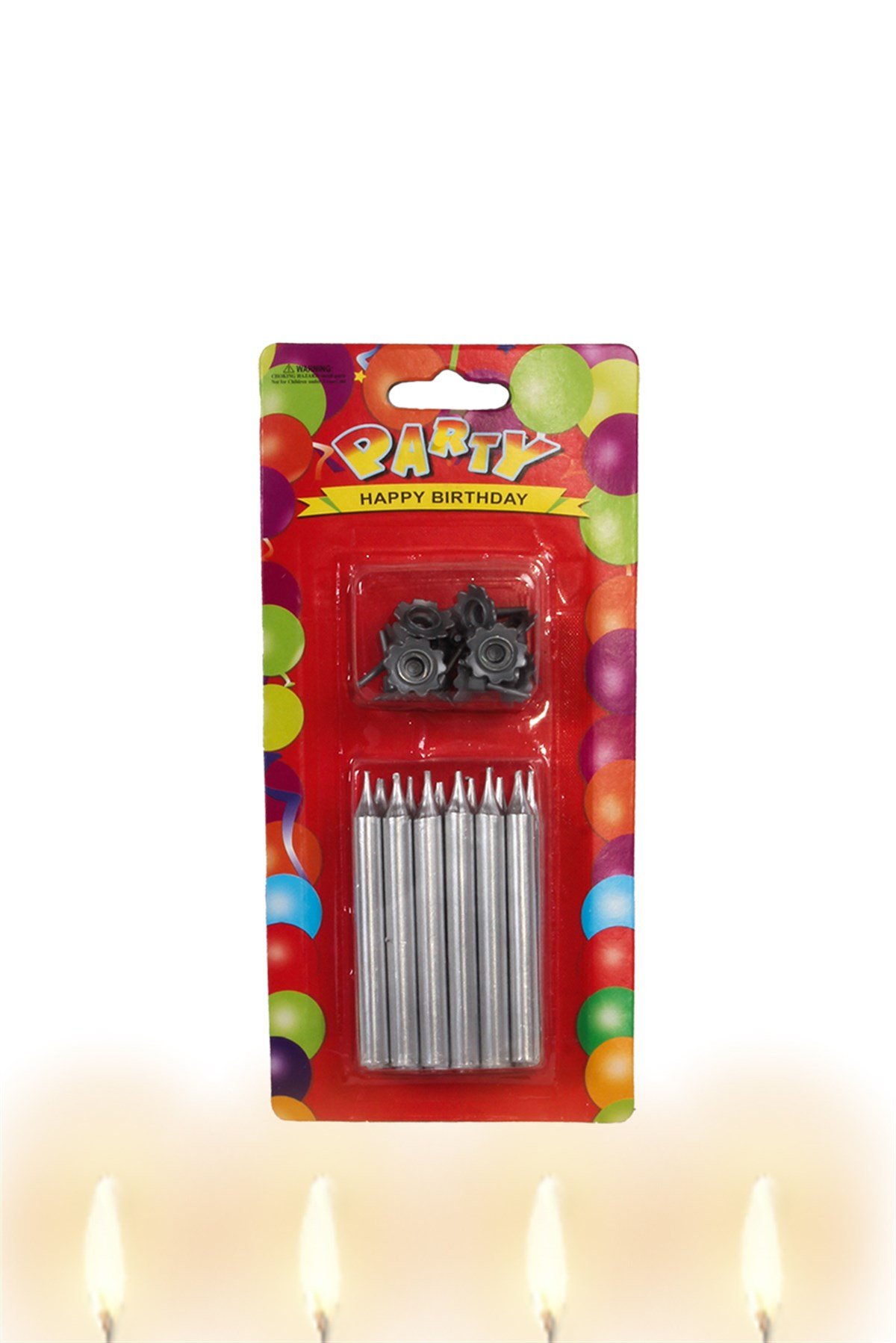 Gümüş Pasta Mumu 8cm 12'liPartistST3003