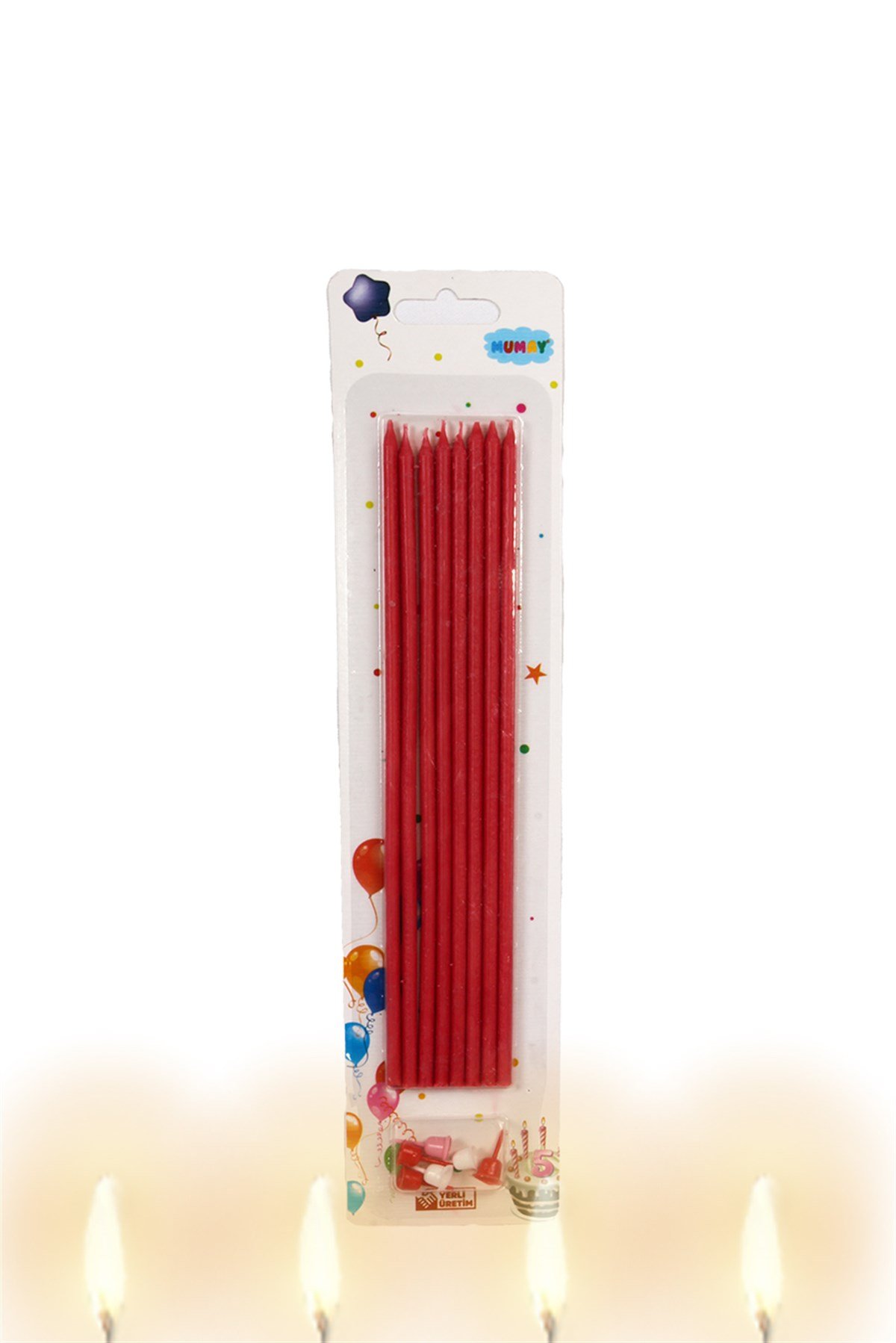 Kırmızı Renk Mum Çubuk 20cm 8'liPartistST3035