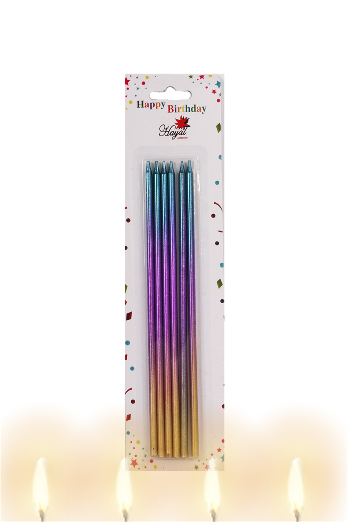 Krom Rengarenk Mum Çubuk 20cm 6'lıPartistST3034