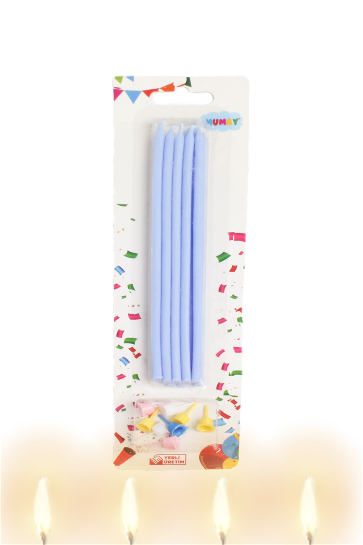 Mavi Çubuk Mum 15cm 10'luPartistST3013