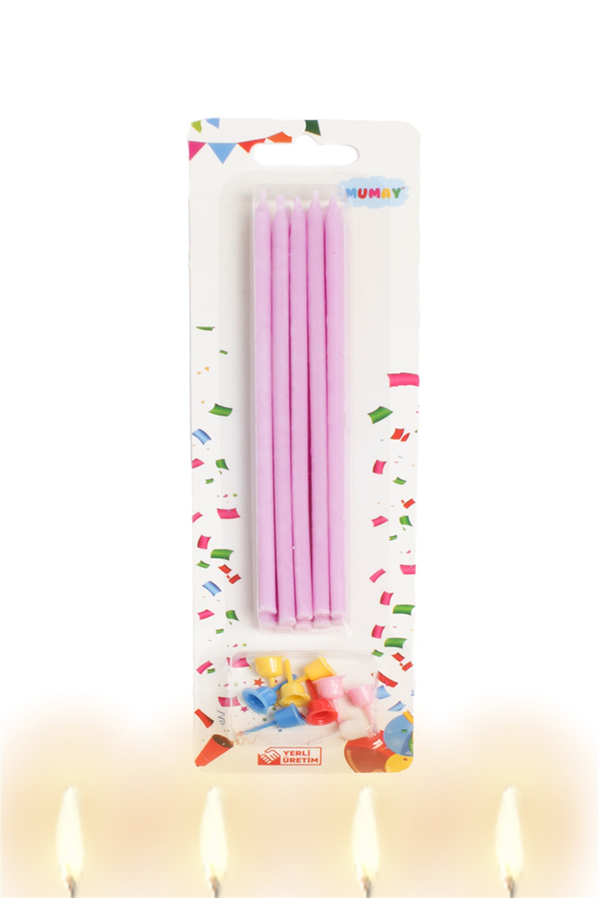 Pembe Çubuk Mum 15cm 10'luPartistST3012