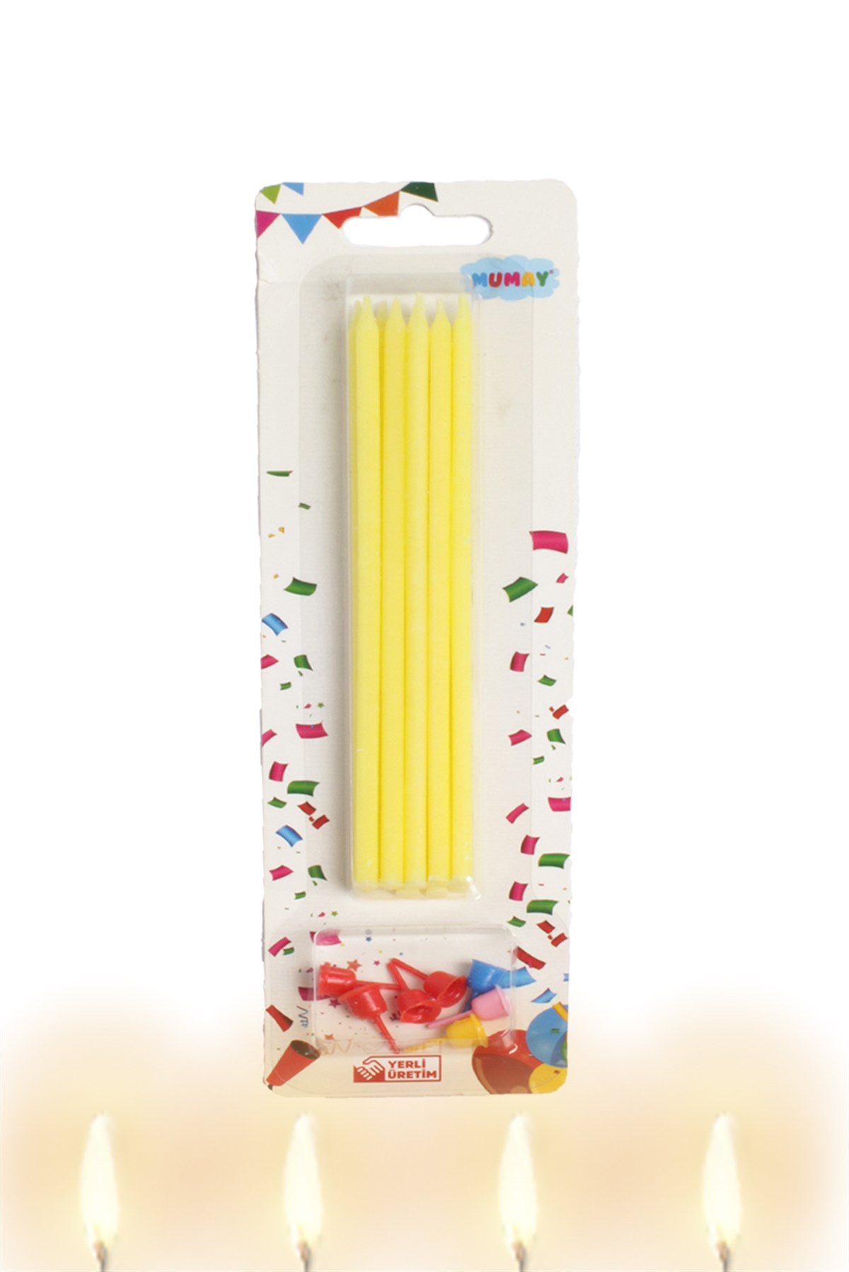Sarı Çubuk Mum 15cm 10'luPartistST3016