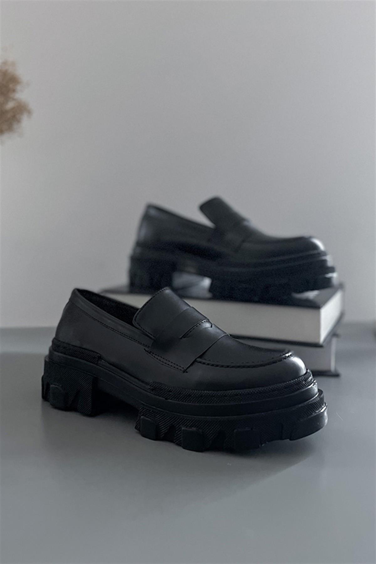 Hervey Siyah Mat Düz Kadın Loafer Ayakkabı