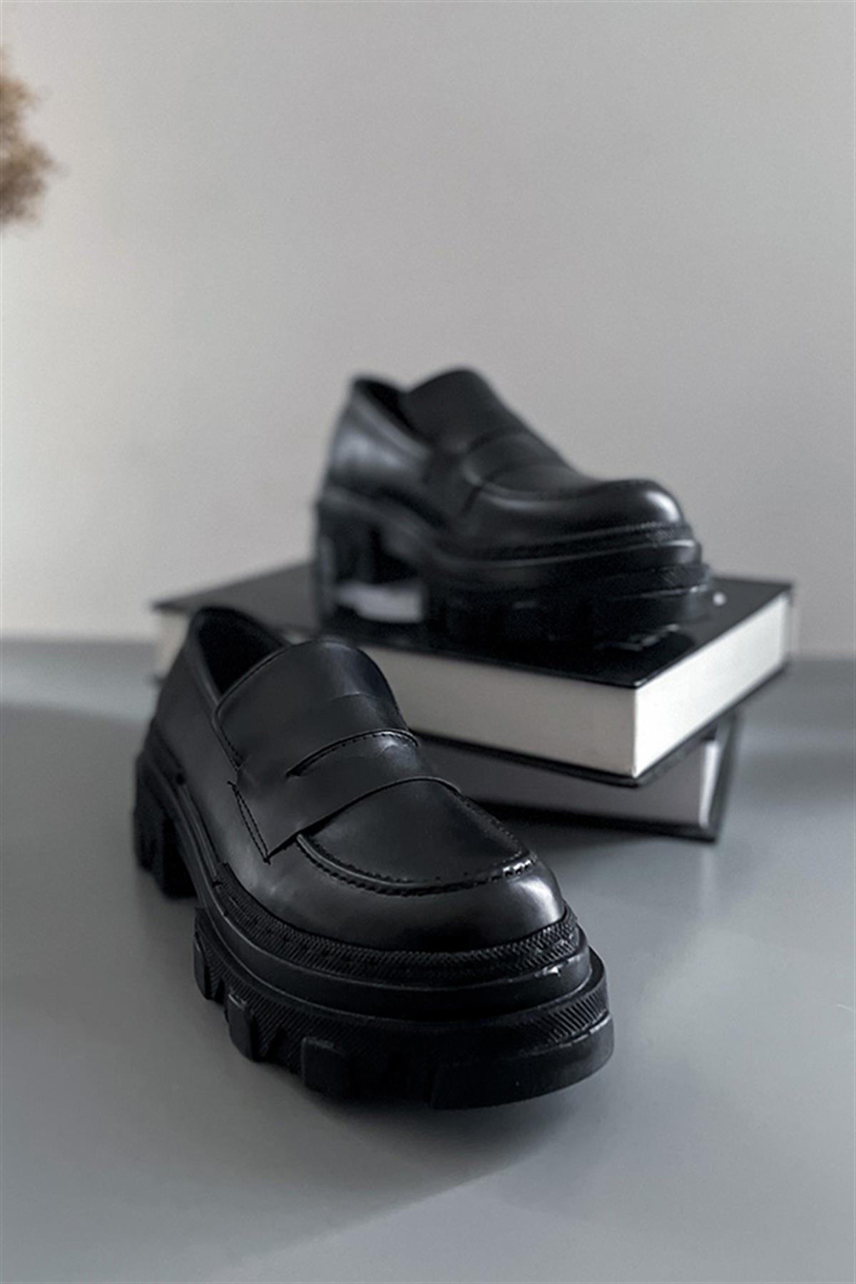 Hervey Siyah Mat Düz Kadın Loafer Ayakkabı