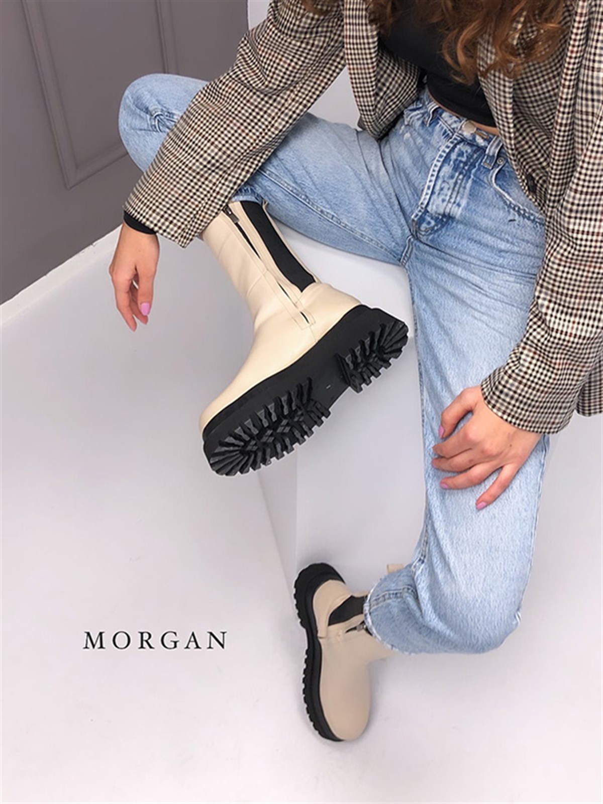 Morgan Bej Mat Kalın Tabanlı Kadın Bot