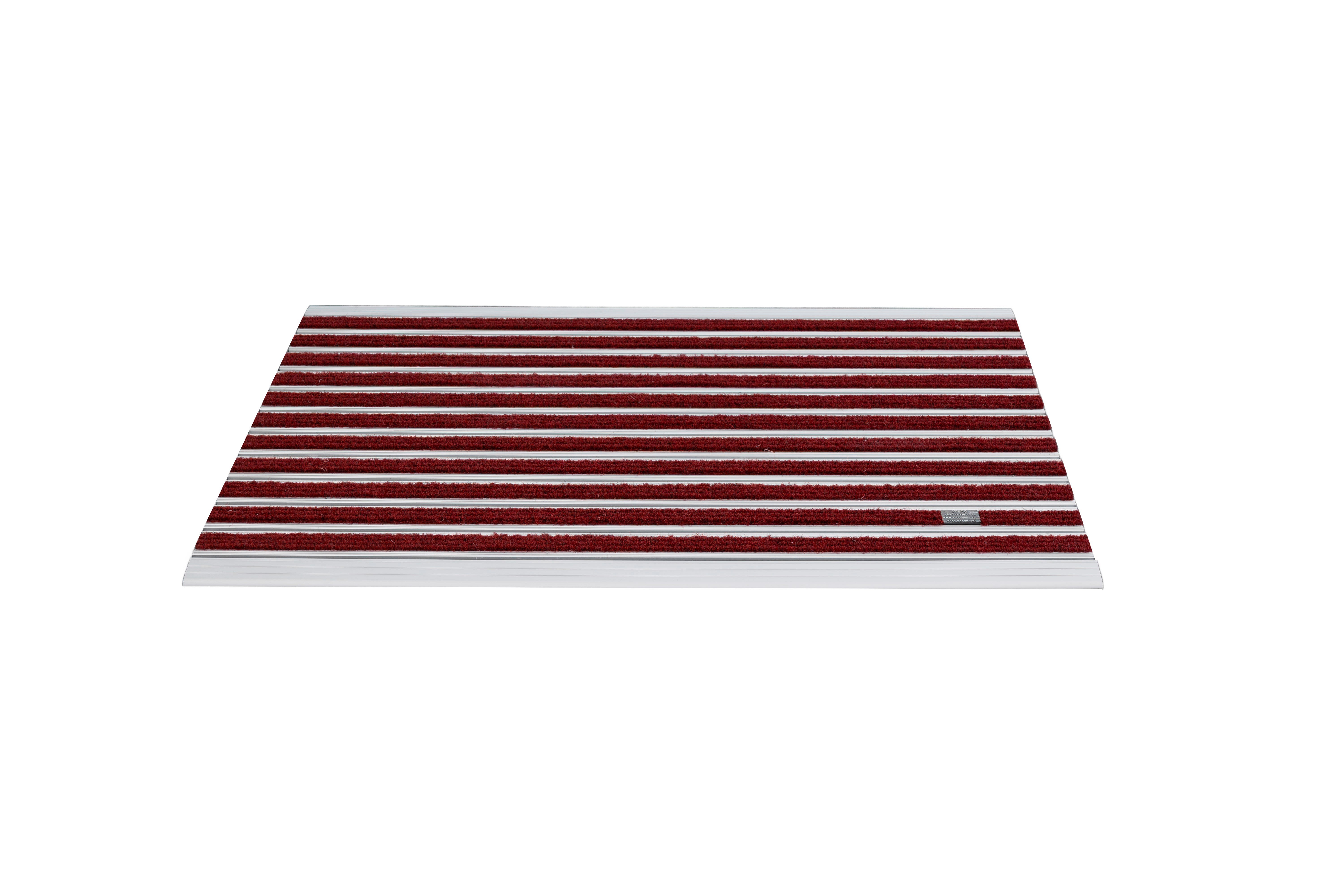 10 mm Kırmızı Rip Halı Yüzeyli 55*90 cm Alüminyum Paspas