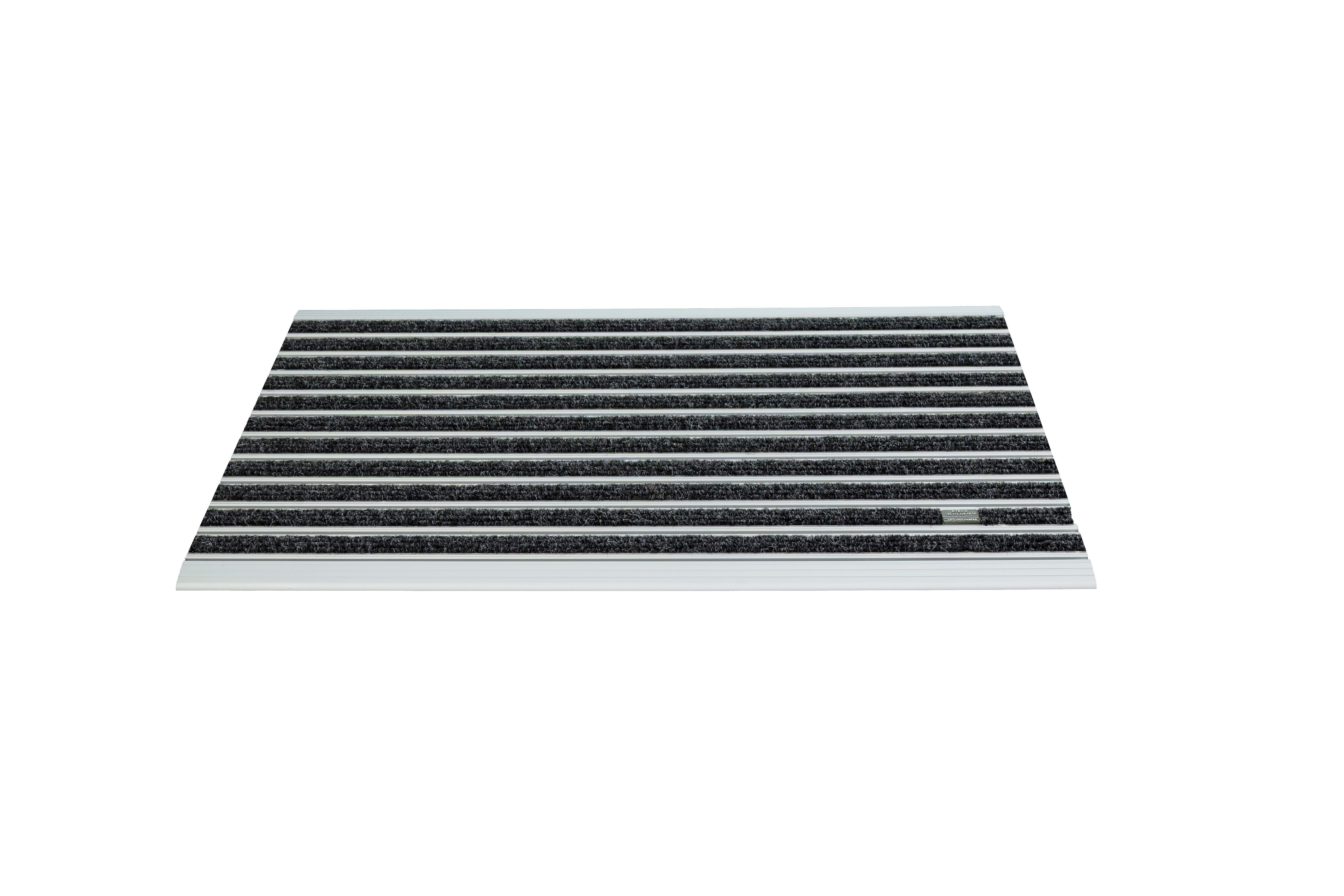 10 mm Siyah Rip Halı Yüzeyli 55*90 cm Alüminyum Paspas