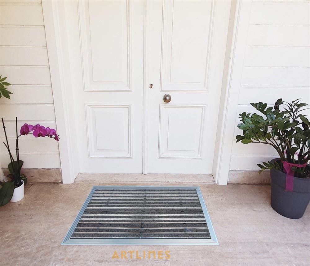 Artlines 20 mm 40x60 Gri Rip Halı Yüzeyli Alüminyum Paspas