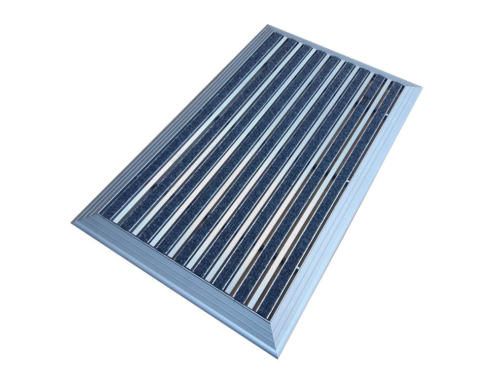 Artlines 20 mm 55x90 Gri Rip Halı+Sıyırıcı Yüzeyli Alüminyum Paspas
