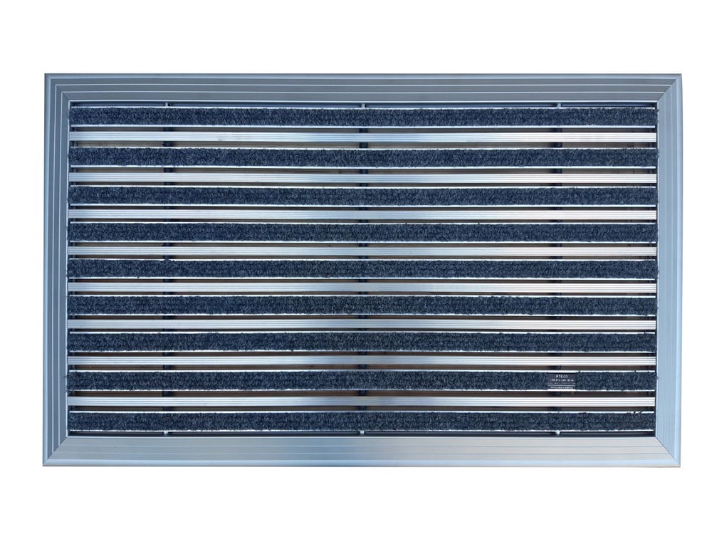 Artlines 20 mm 55x90 Gri Rip Halı+Sıyırıcı Yüzeyli Alüminyum Paspas