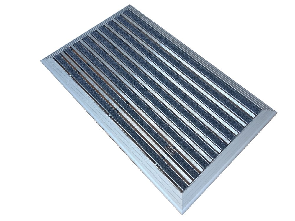 Artlines 20 mm 55x90 Gri Rip Halı+Sıyırıcı Yüzeyli Alüminyum Paspas