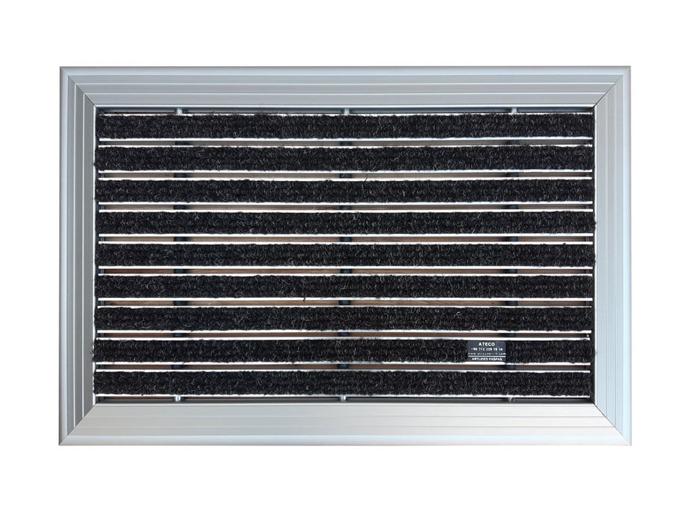 Artlines 20 mm 55x90 Siyah Rip Halı Yüzeyli Alüminyum Paspas